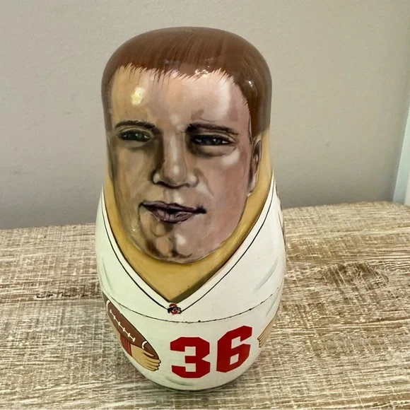 Ohio State Buckeyes Chris Spielman Red and White Nesting Dolls, Set of 3 - Picture 2 of 11